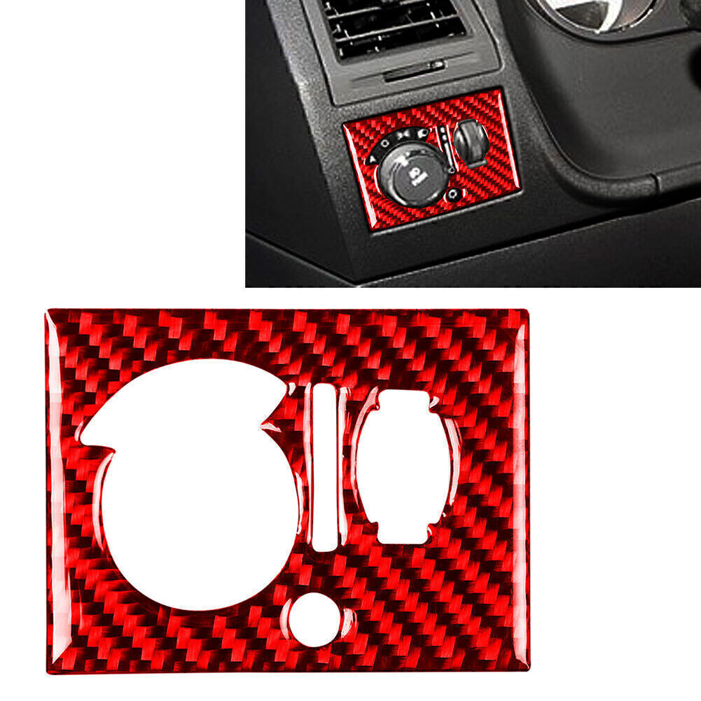 Headlight Switch Panel Cover Trim for Dodge for Challenger 2008-14 Red Carbon Fiber