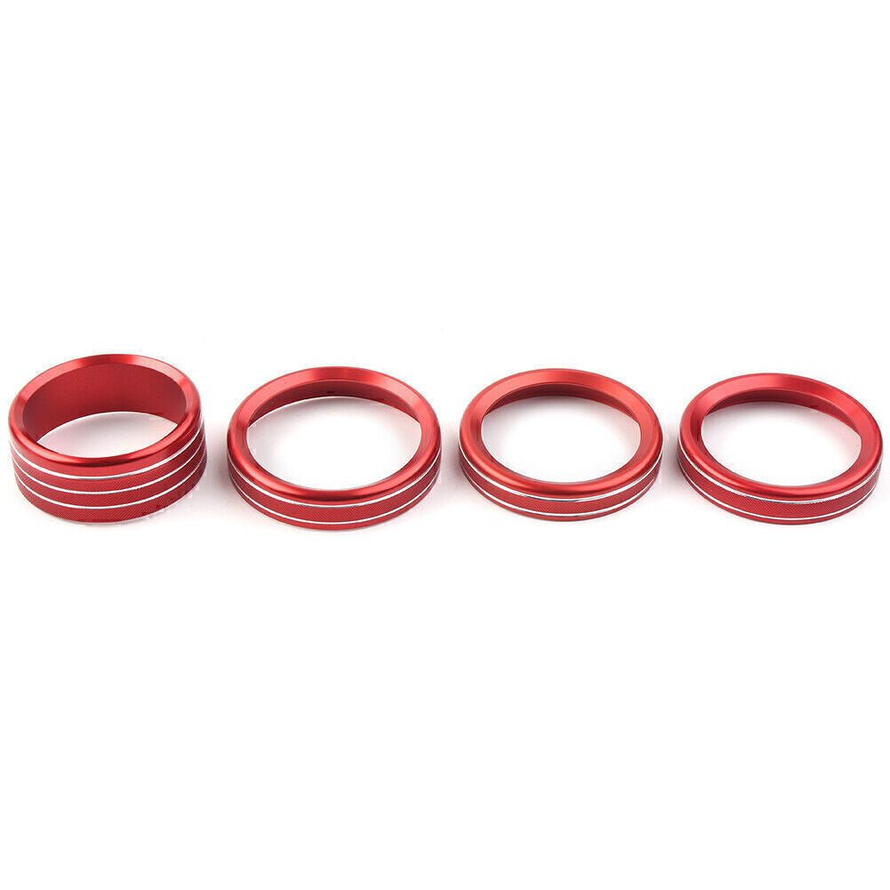 4x Red Air Conditioner Switch Knob Ring Cover Trim Fit 18-2020 for Jeep for Wrangler JL