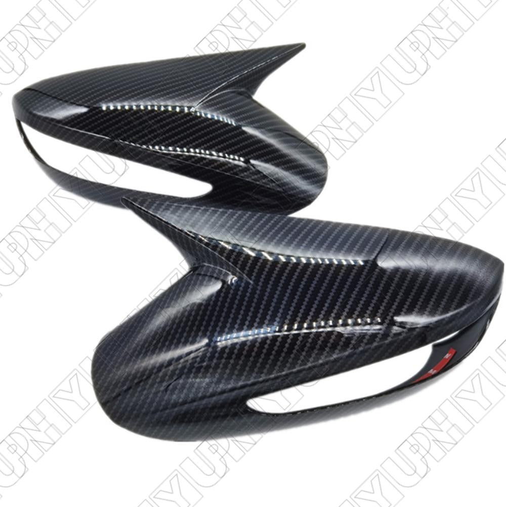 Carbon Fiber Look Ox Horn Rear View Mirror Cover Trim for Hyundai Sonata 2011-14
