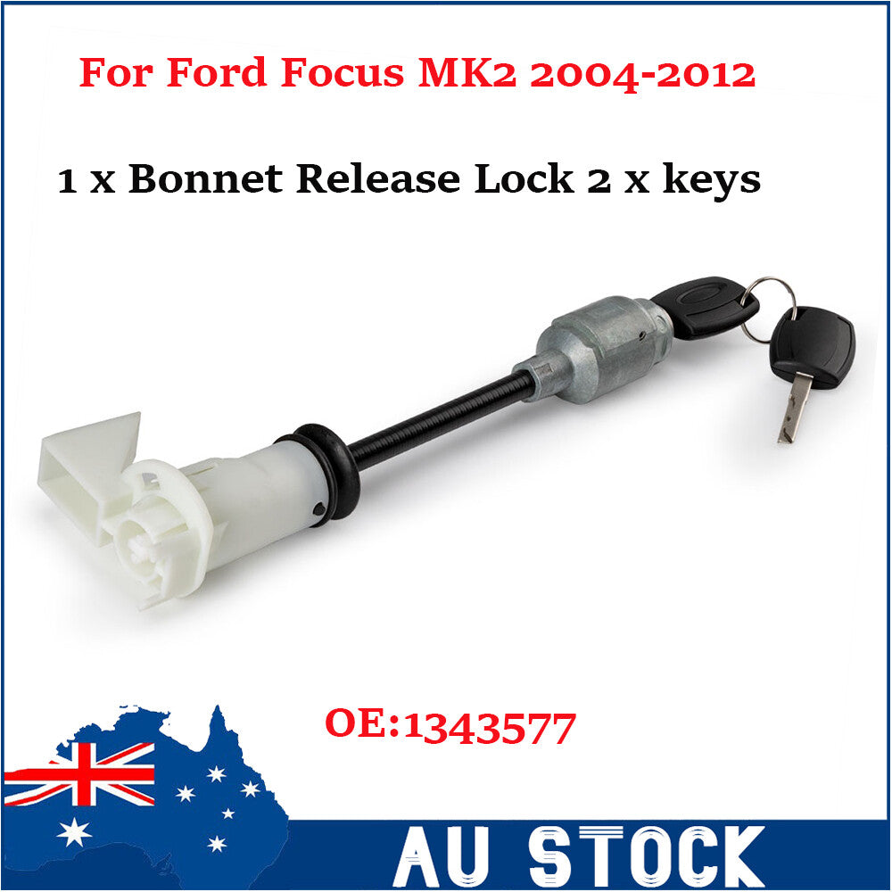 2 Keys Bonnet Release Lock Latch Set Repair Kit For 04-12 for Ford Focus MK2 1343577