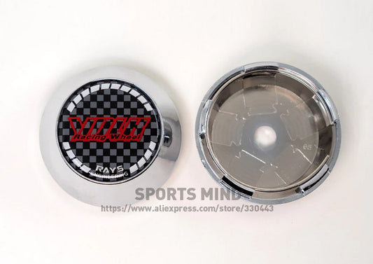 4x65mm Volk Racing Chrome Carbon Wheel Center Hub Cap Rim Cap Decal Logo TE37