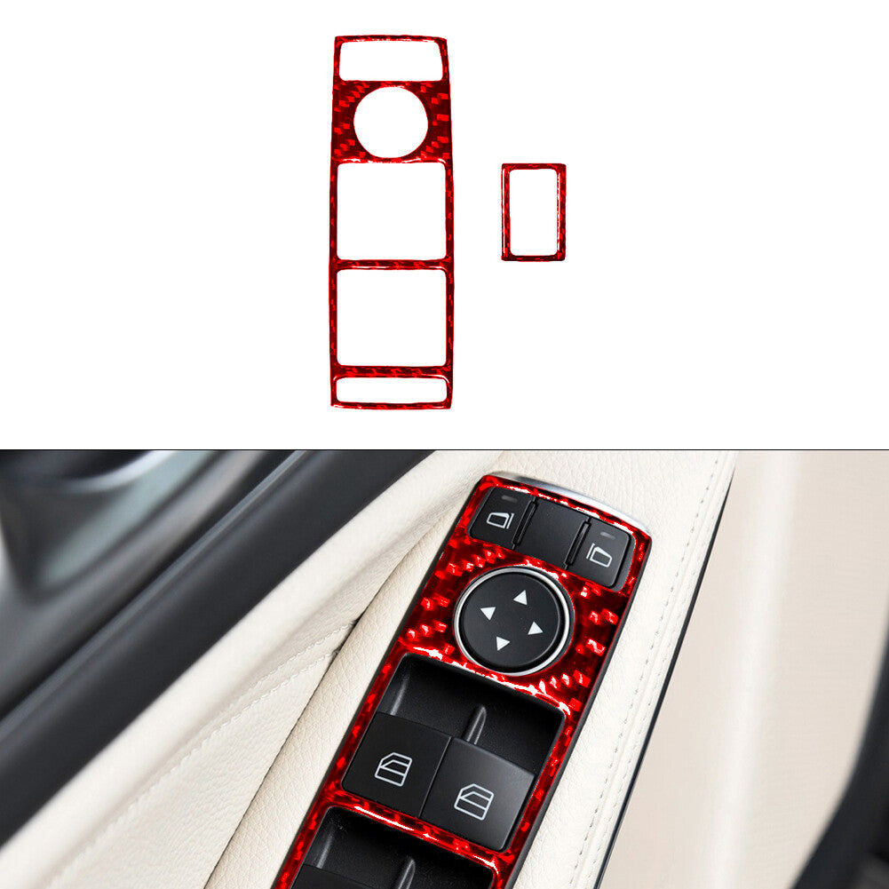 Red Front Window Buttons Trim Cover for Mercedes Benz CLA 2014-2018/GLA 2015-18