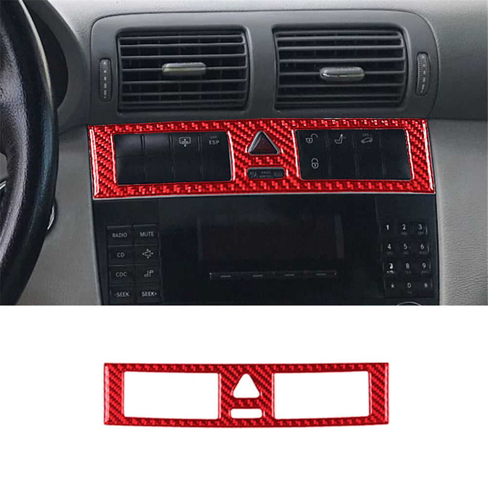 Red carbon fiber warning light frame trim for Mercedes-Benz W203 2005-2007