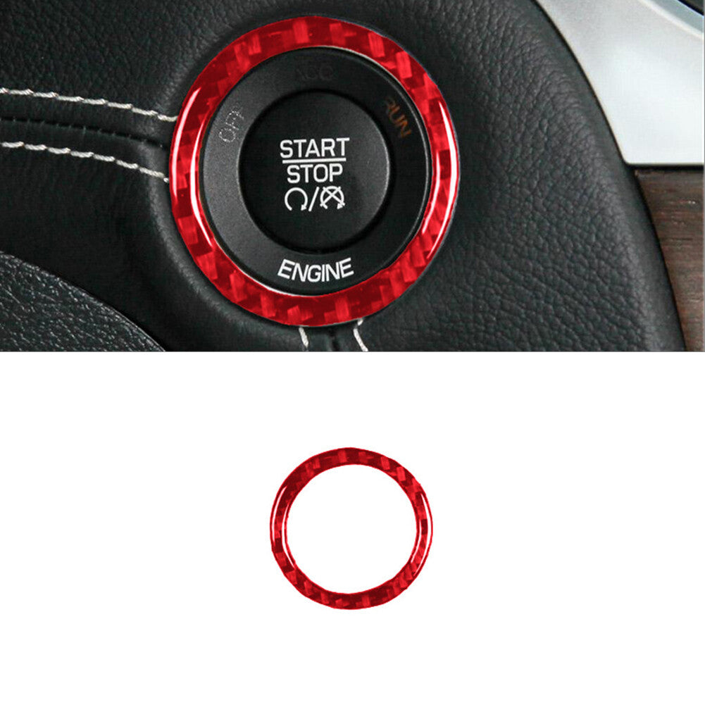 Red carbon fiber engine button cover trim suitable for Chrysler 300 2015 - 2022