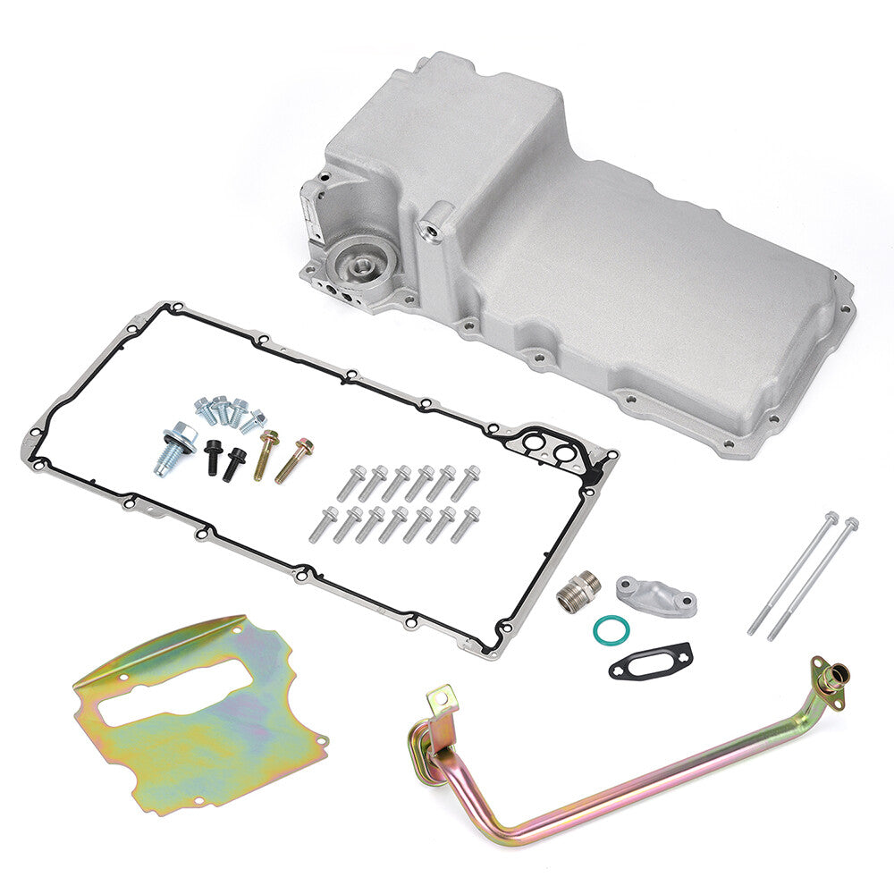 Aluminum Oil Pan Kit Rear Sump Low Profile Polished for 55-87 GM LS1 LS2 LS3