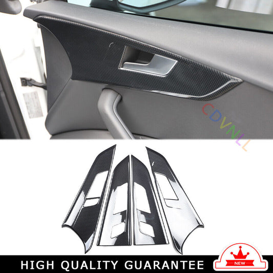 Inner Door Handle Cover Decor Trim 4PCS Fit for Audi A5 2017-2019 Carbon Fiber