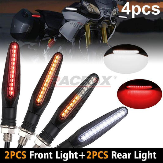 4X Sequential LED Motorcycle Flowing Turn Signal Indicator Light DRL Brake Lamp