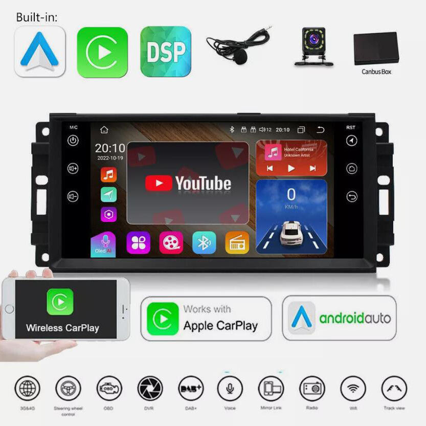 Android 13 GPS Car Radio Stereo FM AHD for 2008-2020 for Dodge Grand Caravan CarPlay