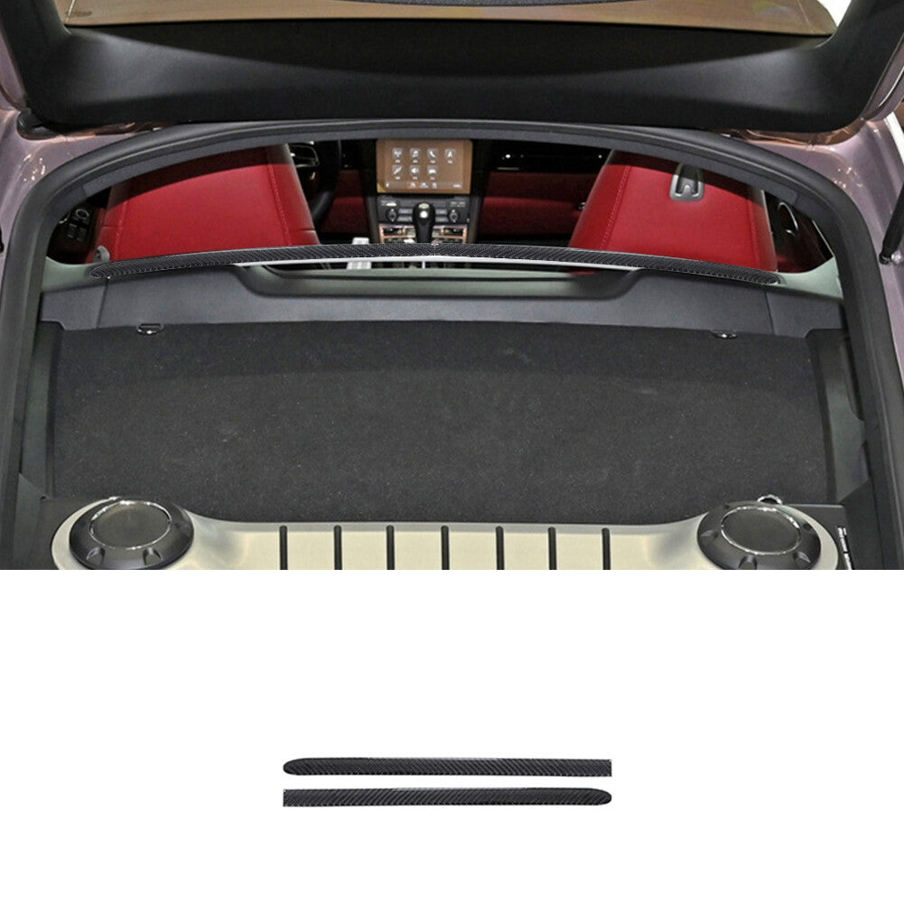 2X Carbon Fiber Interior Rear for Seat Strips Cover Trim for Porsche 718 2016-2022