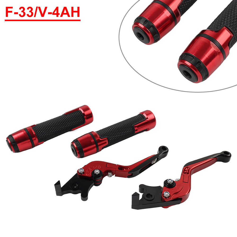 Fold Extendable Brake Clutch Levers Handlebar Grips Set for Honda CBR600RR red