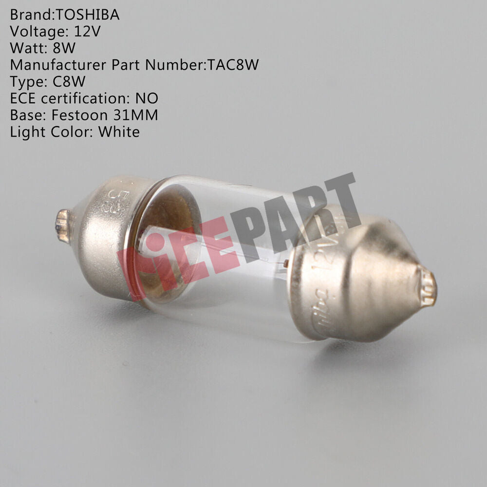 2pcs compatible TAC8W Car Auxiliary Bulbs 31MM C8W 12V8W Festoon Lamp
