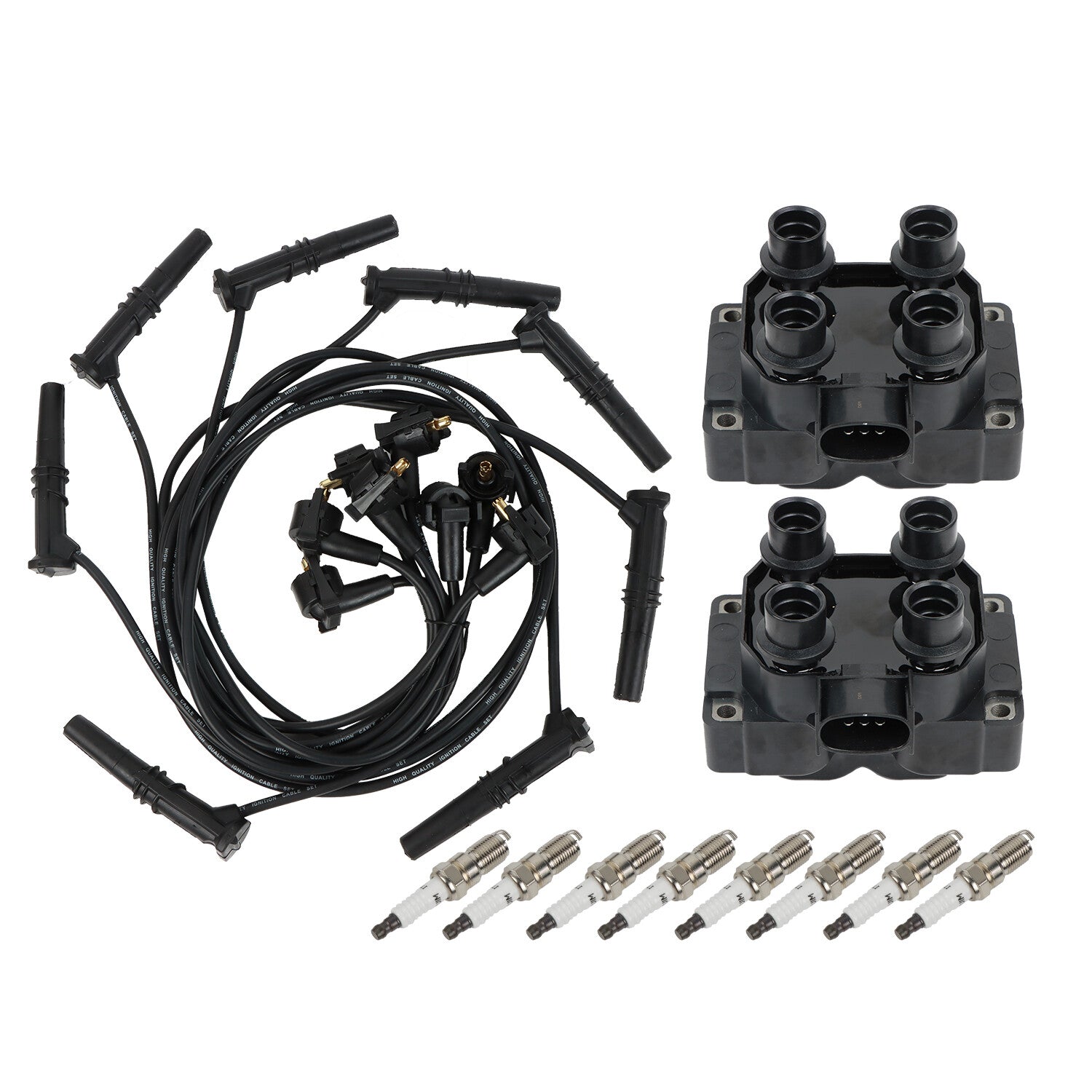 2 Ignition Coils +8 Spark Plugs+8 Wires for Ford F150 F250 for Lincoln for Mercury FD487