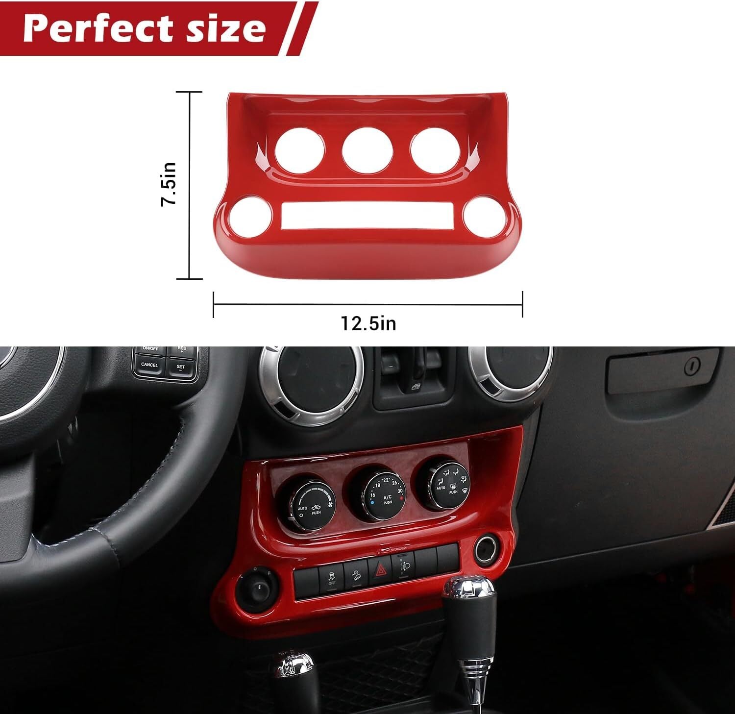 1Pc Dashboard Bezel Dash Cover Instrument Panel 11-17 for Jeep for Wrangler JK Red