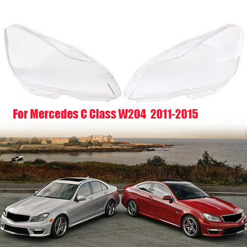 2-Piece Transparent Headlight Lens Cover for Mercedes-Benz C-Class W204 (2011-2013)
