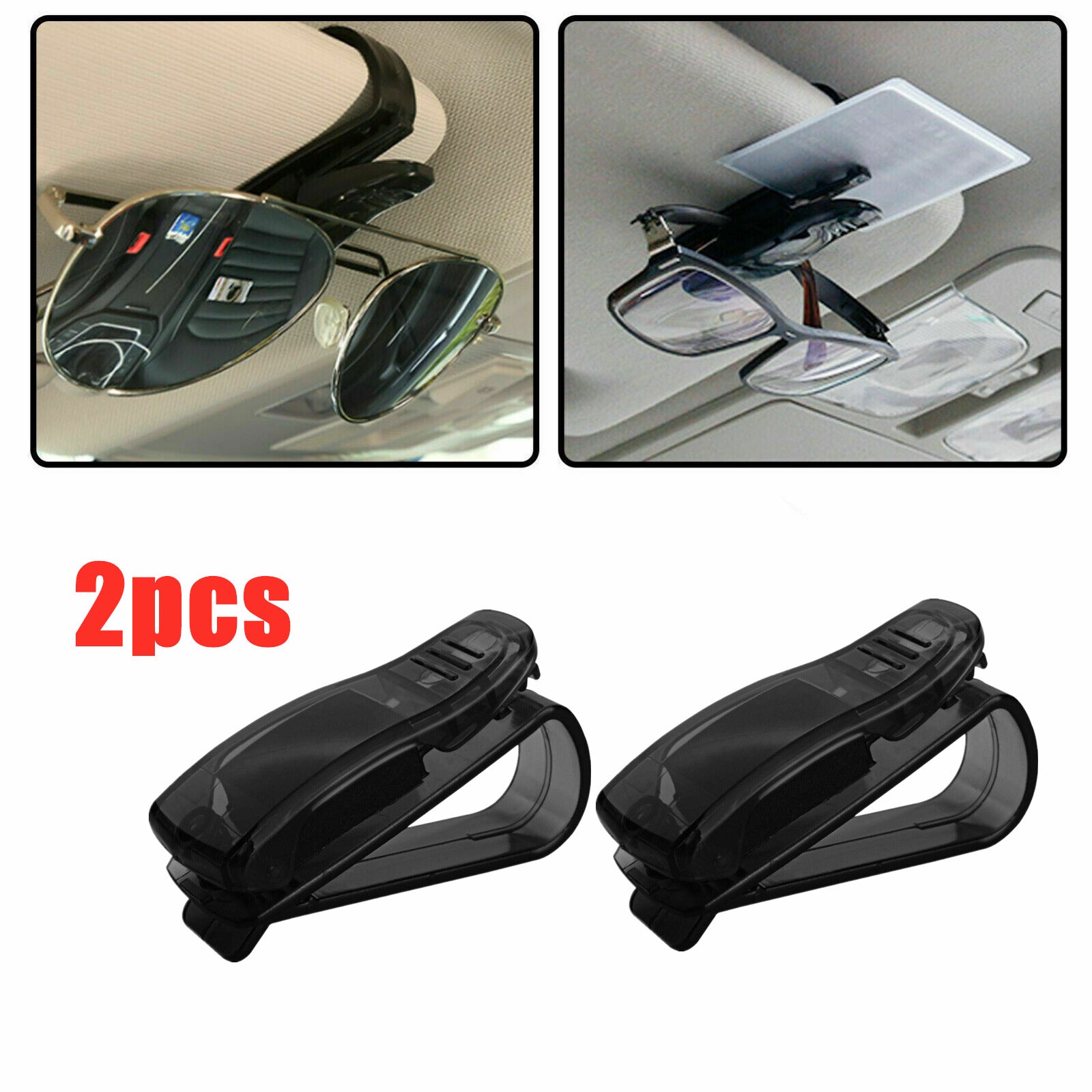 2X Universal Sunglasses Clips Card Holder Sun Visor Storage Glasses Mount Ticket