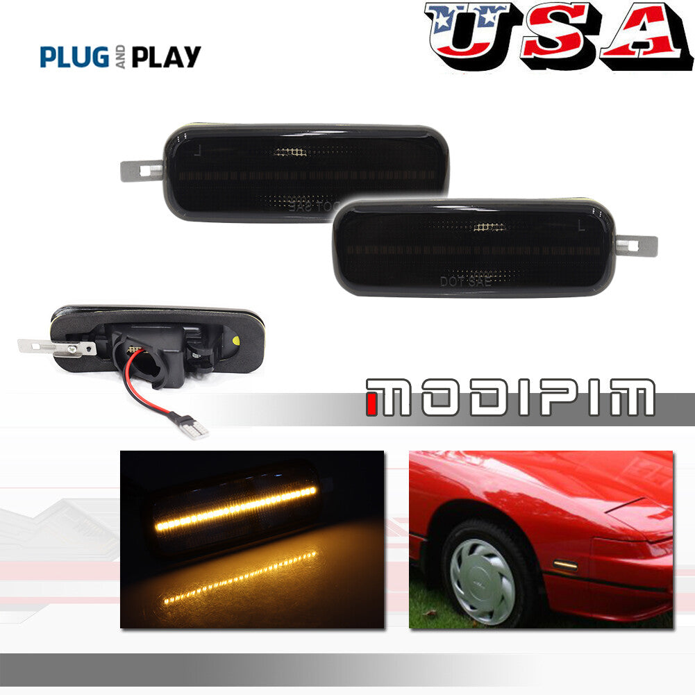 [SMOKED] Amber LED Side Marker Light Pair Set for 89-94 240SX S13 93-97 Altima