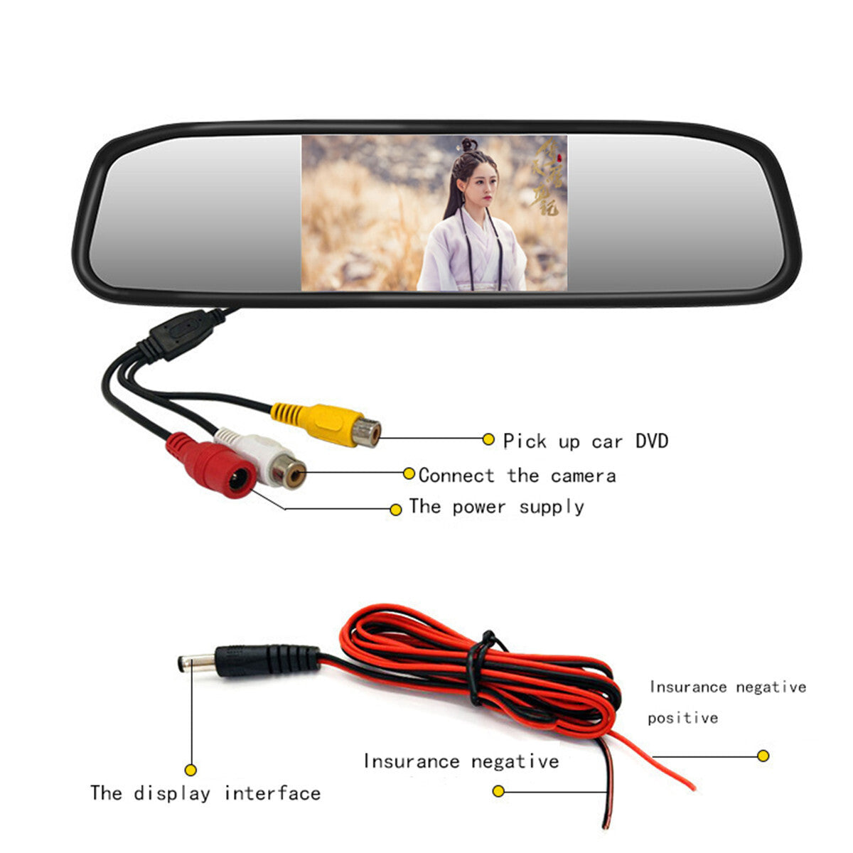 4.3in LCD Car Rearview Mirror Monitor Parking Backup Radar Sensor With Camera