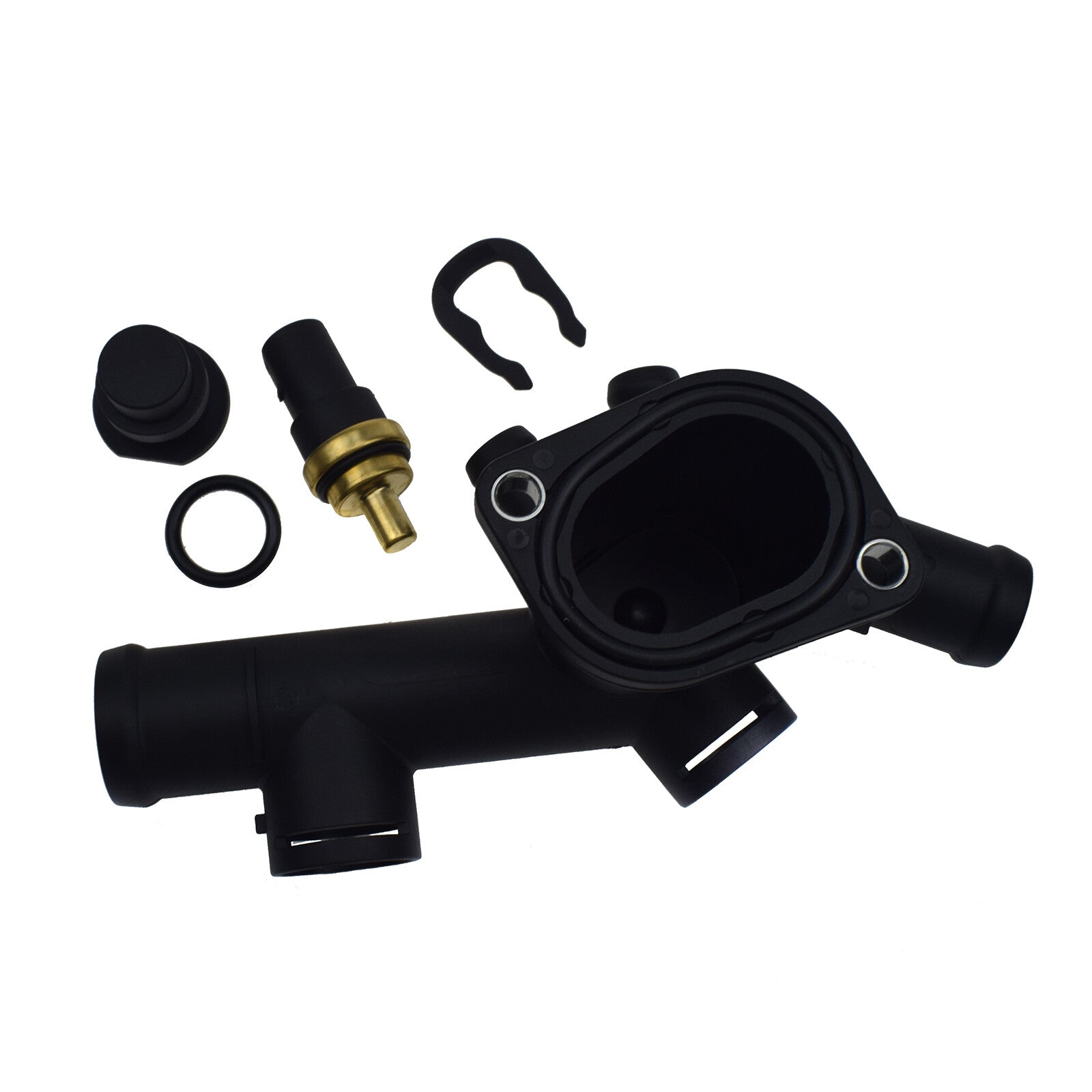 Coolant Cooling Hose Flange W/Temperature Sensor Set for VW Beetle 2.0L 1998-05