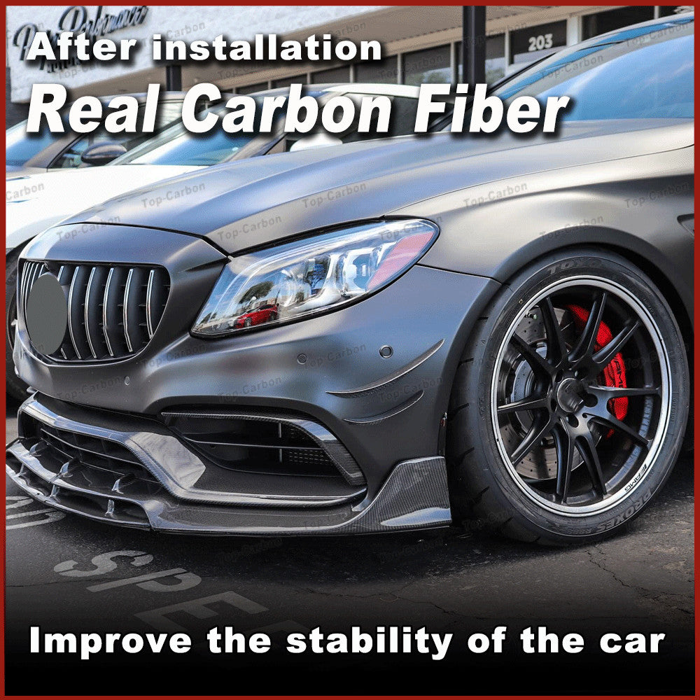 for Mercedes W205 C205 C63 REAL Carbon Front Bumper Canards Air Vent Cover