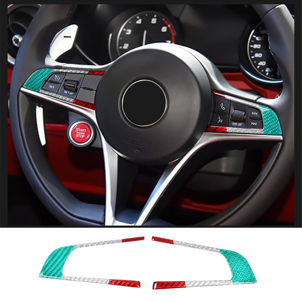 3Colors Carbon Fiber Steering Wheel Button Cover for Alfa Romeo Giulia 2017-2019
