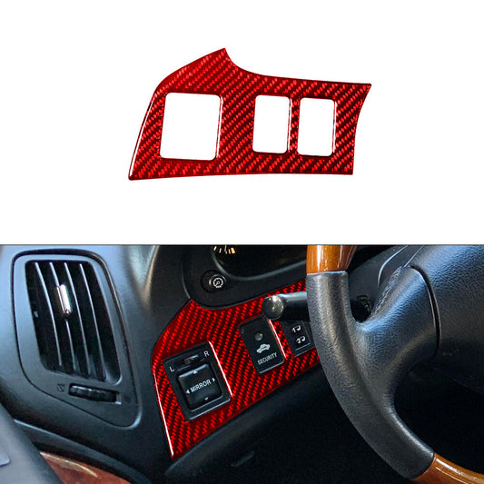 Red Carbon Fiber Interior Headlight Control Cover Trim for Lexus RX300 1998-2003