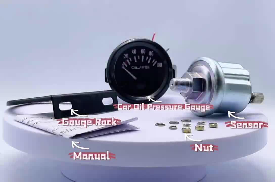 52mm 0-100 PSI Oil Pressure Gauge Oil Press Meter W/ Sensor Instrument Rack 2
