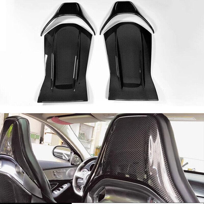 Carbon fiber seatback trim is suitable for Mercedes-Benz A45, CLA45, GLA45, AMG GT, C63, C43, and E63.