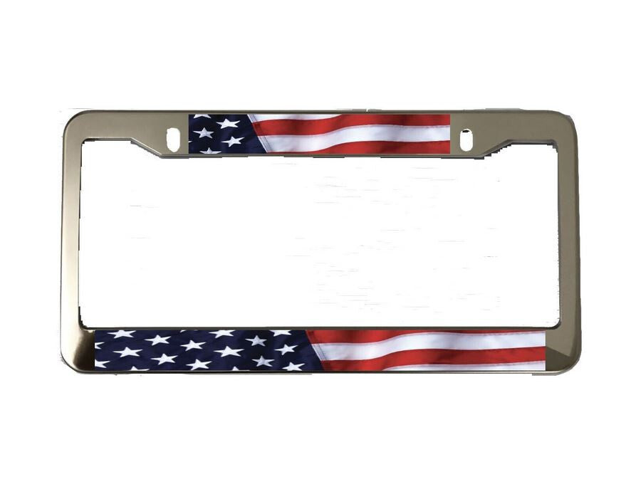 Car license plate frame cover, rear trunk American flag chrome alloy, suitable for Cadillac 1x
