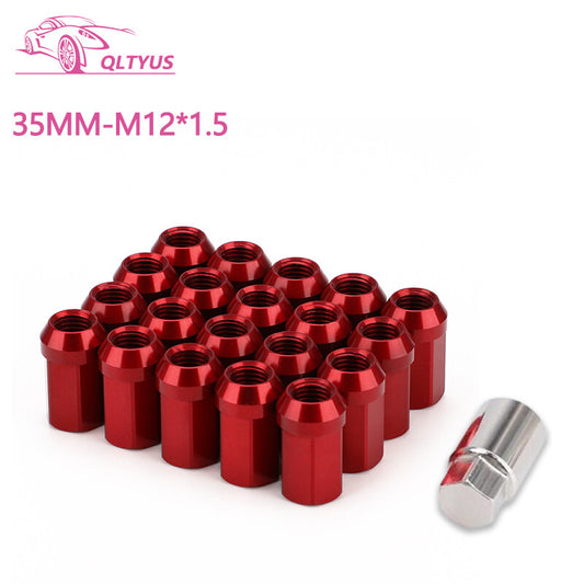 20PC 35MM M121.5 Aluminum Wheel Lock Nuts Wheel Lug Nuts Anti Thef 19 HEX