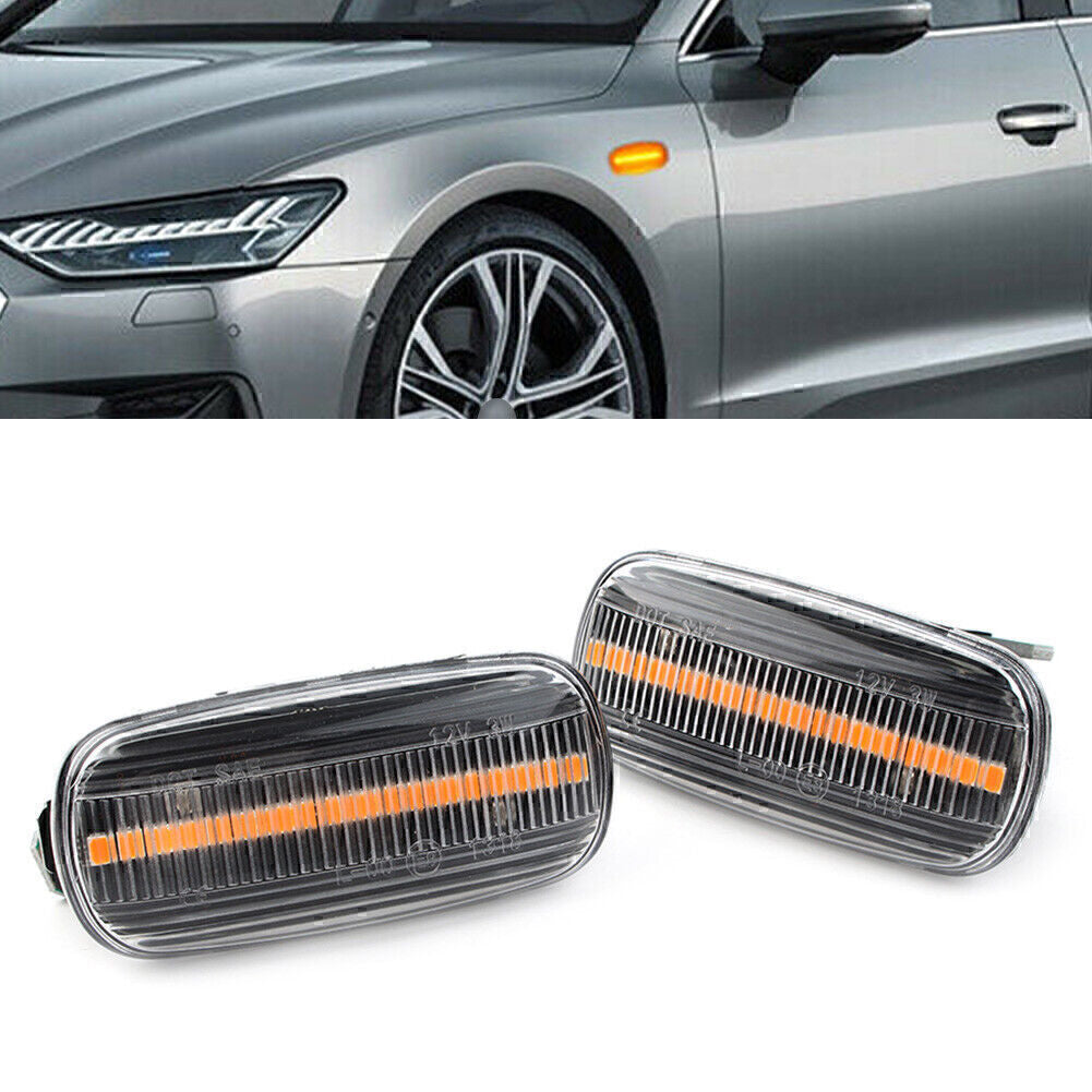 2X Dynamic LED Side Marker Fender Turn Signal Light Fit for Audi A3 A4 B7 A6 C5 C7