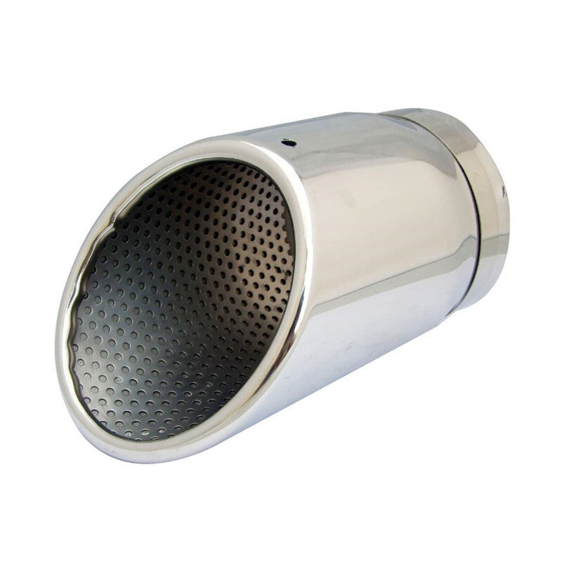 Chrome Car 87mm Tip Muffler Stainless Steel Exhaust Pipe Roasted Tail Throat 1Pc
