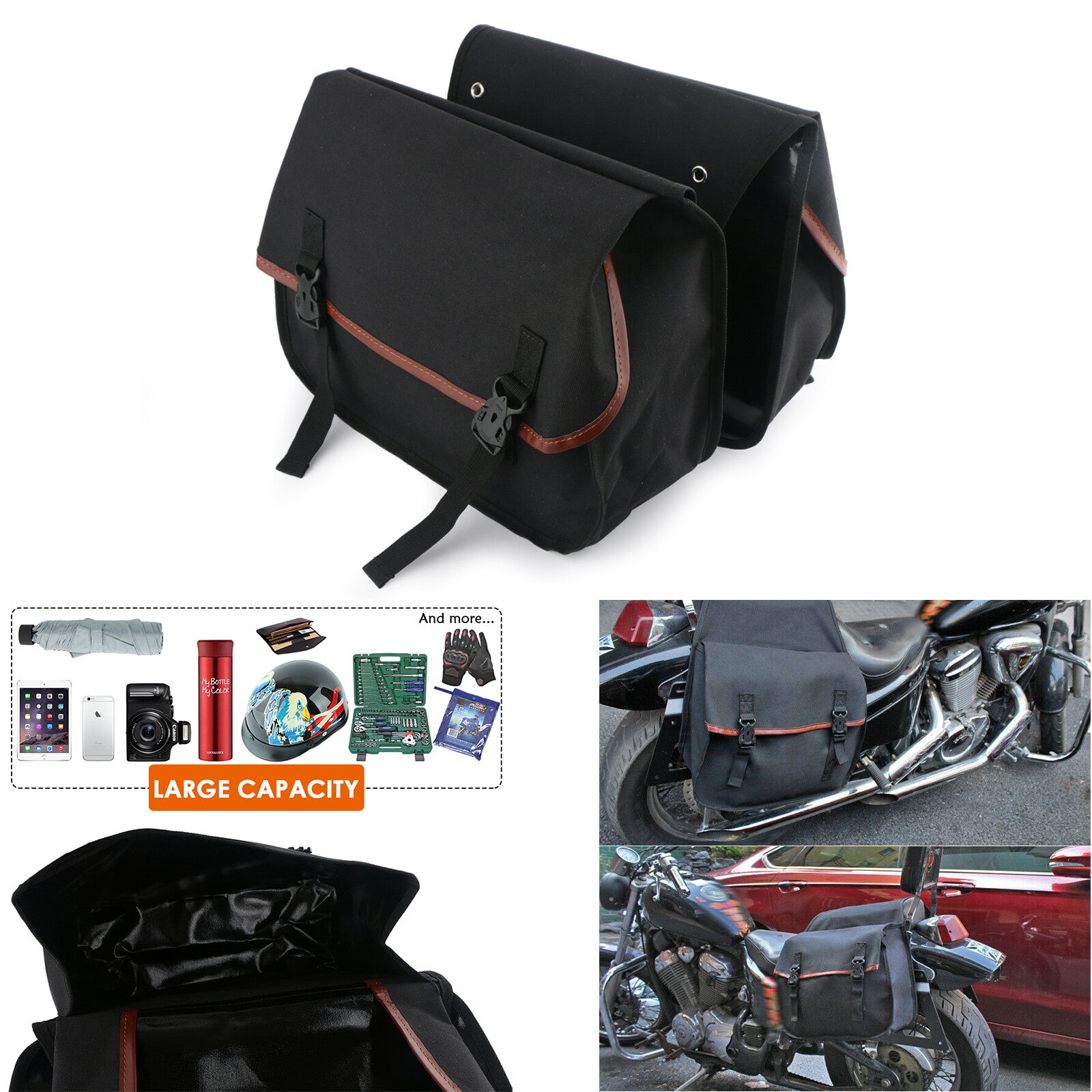 Motorcycle saddle bag luggage box motorcycle saddle side and rear for seat box storage canvas