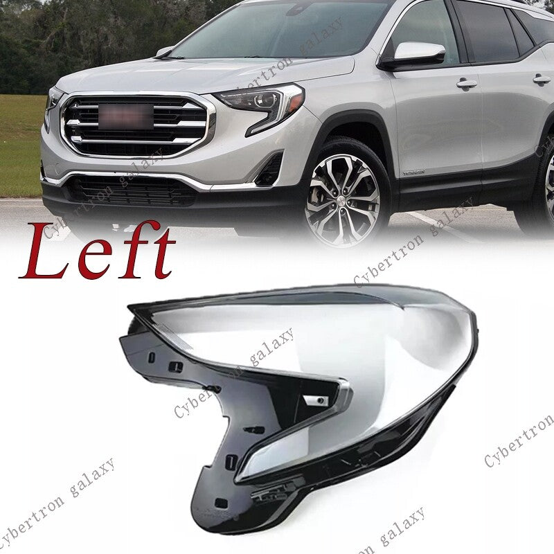Left-hand headlight cover replacement for lens on GimCis Terrain 2018-2021 vehicles.