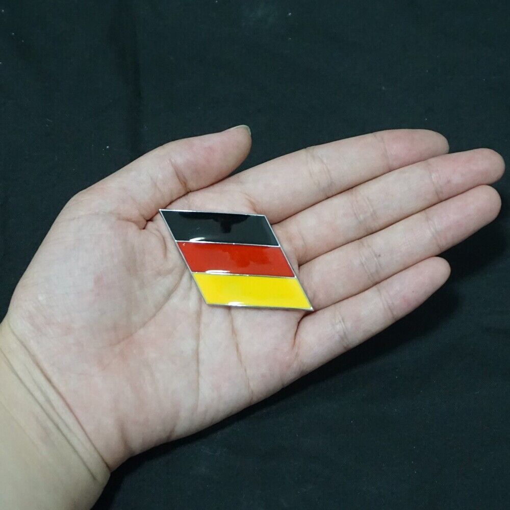 2x Germany Flag Glossy Metal Sticker Emblem Badge Decal Car Luxury V6 Motors AWD