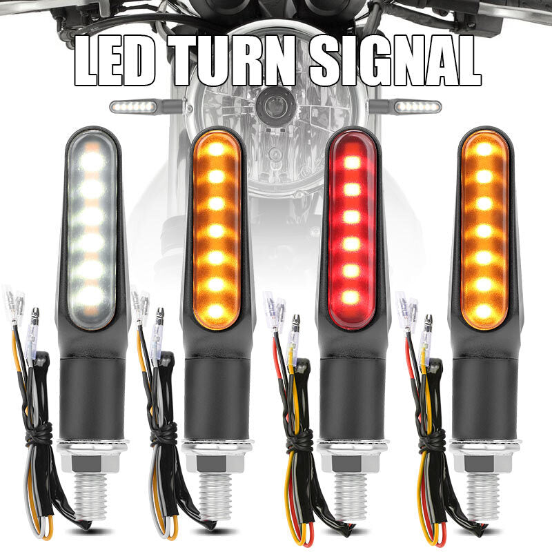 4X Universal Motorcycle LED Flowing Turn Signals Light Blinker Brake Running 12V