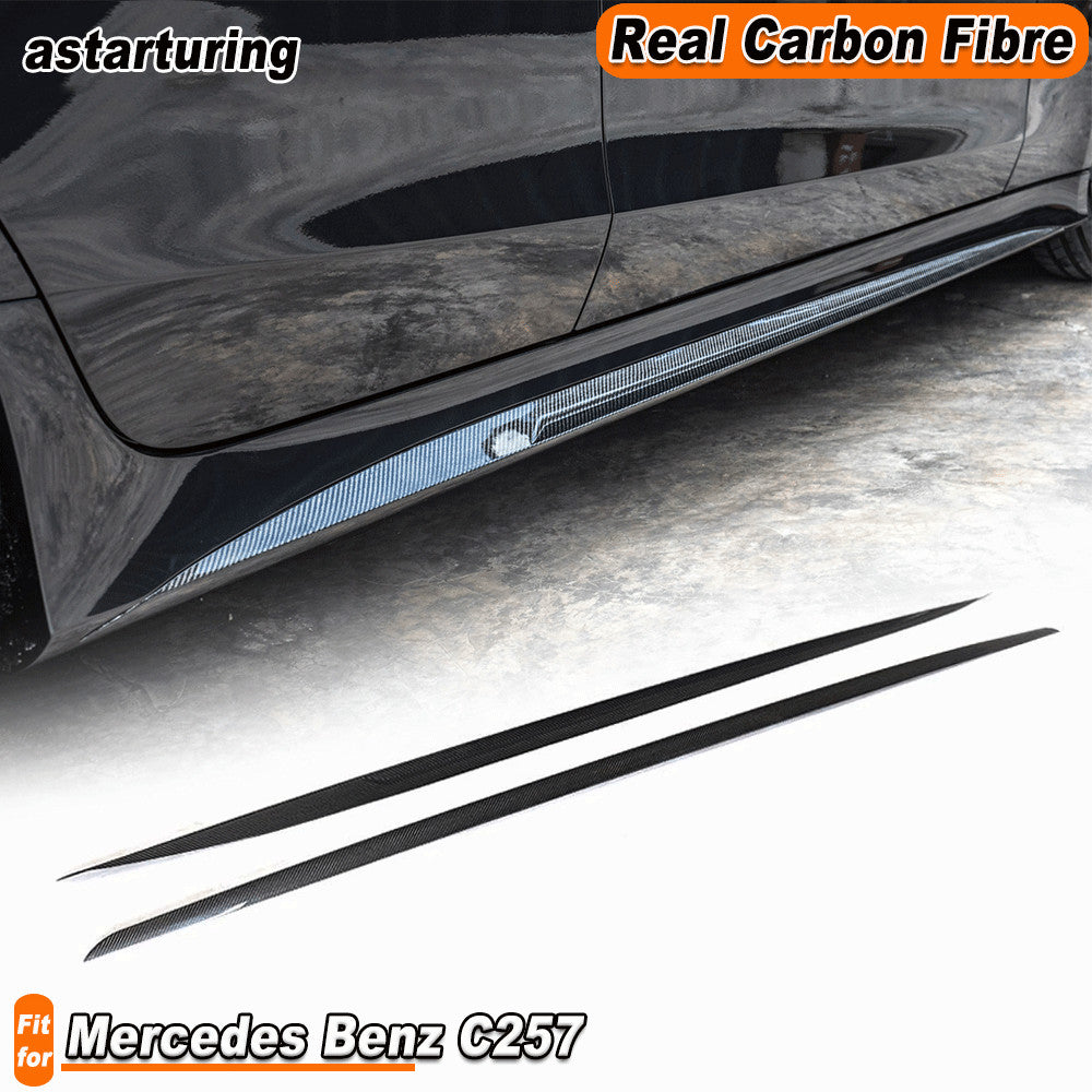 for Benz C257 CLS400 CLS550 CLS63 AMG 18-19 REAL Carbon Side Skirts Lip Spoiler