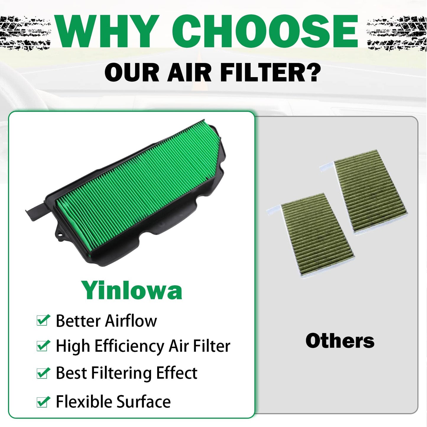 Air Filter Replacement for Honda Pioneer 1000 1000-5 2016-2021, 17215-HL4-A02
