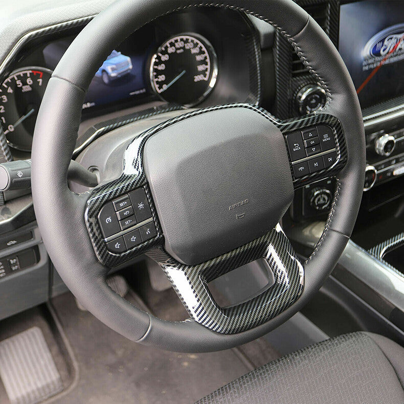 for Ford F150 F-150 2021-2023 Carbon Fiber Inner Steering Wheel Panel Cover Trim