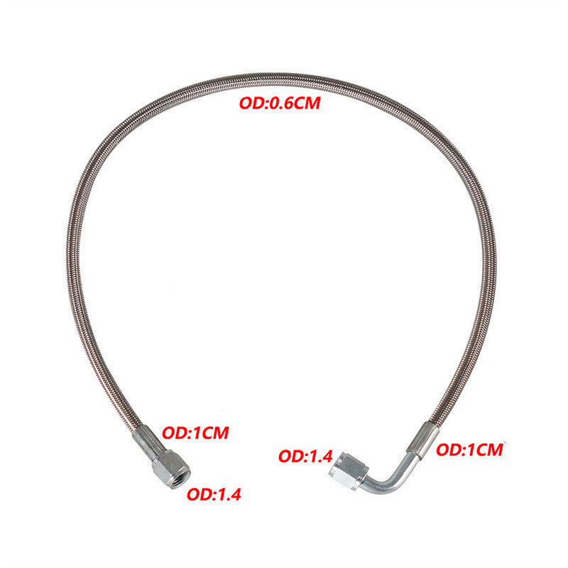 48 Turbo Oil Feed Line Stainless Braided PTFE Line 4AN 90° Straight Hose End