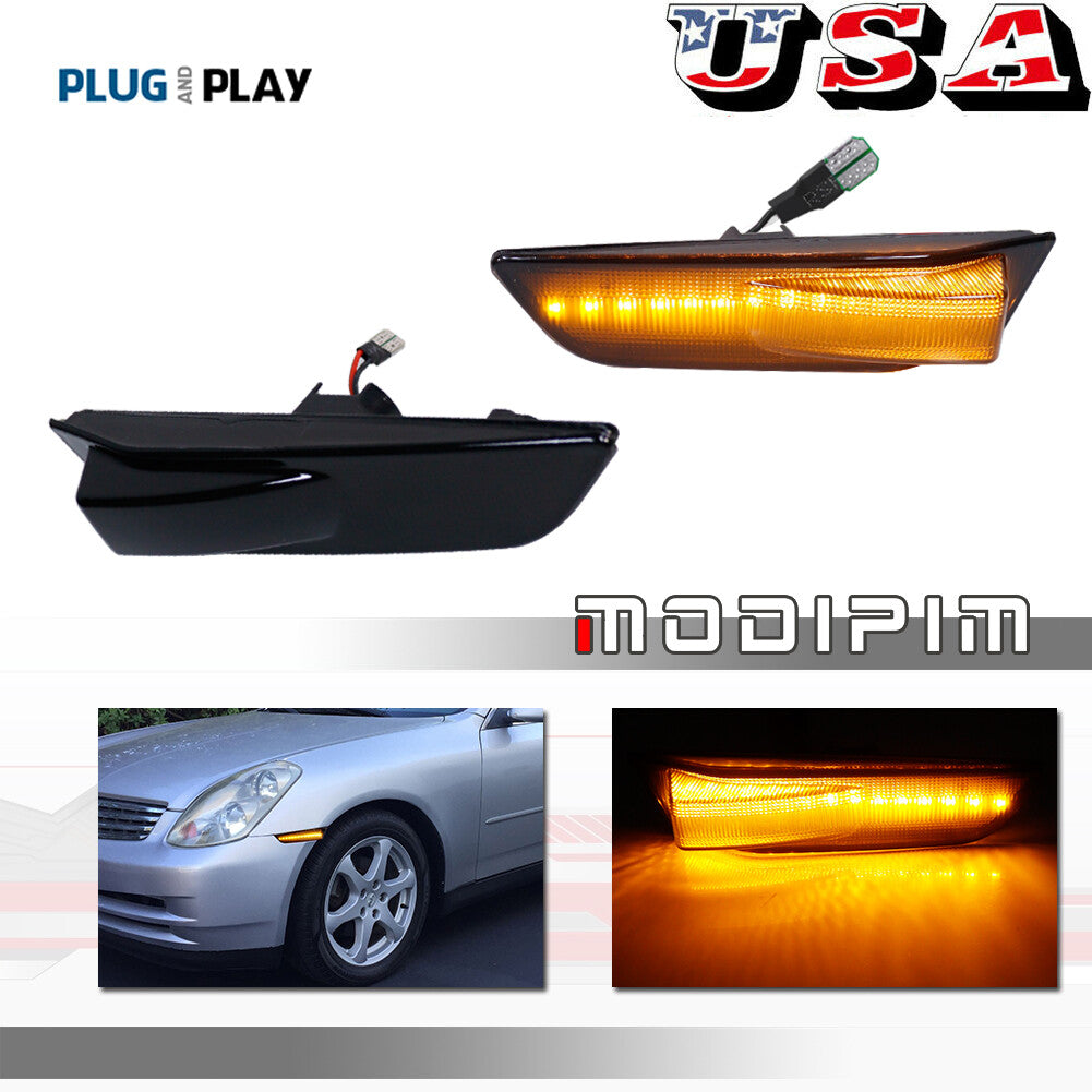 Suitable for 03-07 for Infiniti G35 2DR Amber LED Light Strip Front Bumper Side Marker Lights