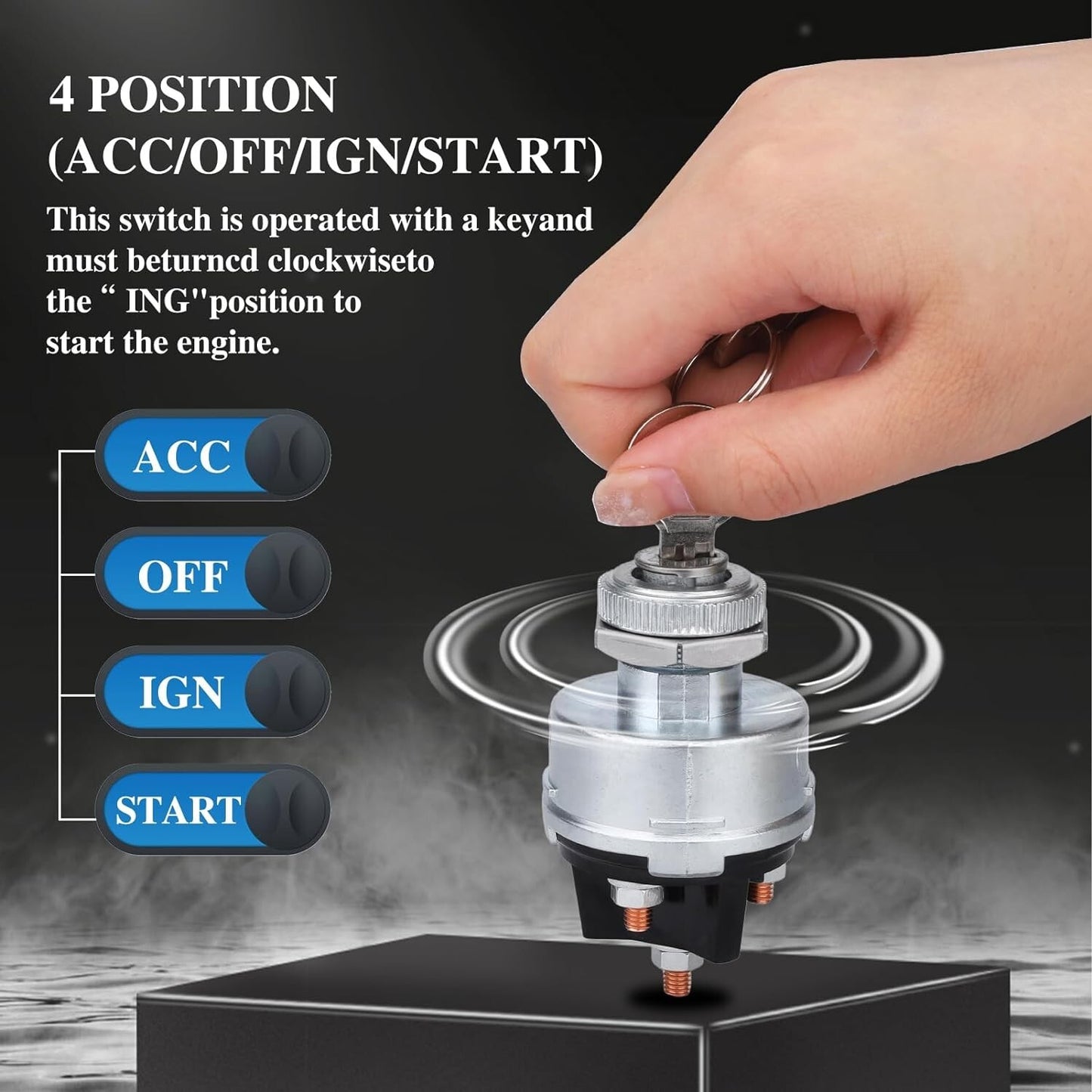 Ignition Key Switch for Car,Forklift,Truck,Tractor,Trailer,Caterpillar4-Position
