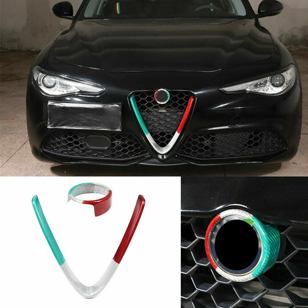 2-Pack Carbon Fiber Front Grille Protectors for Alfa Romeo Giulia 2017-2020