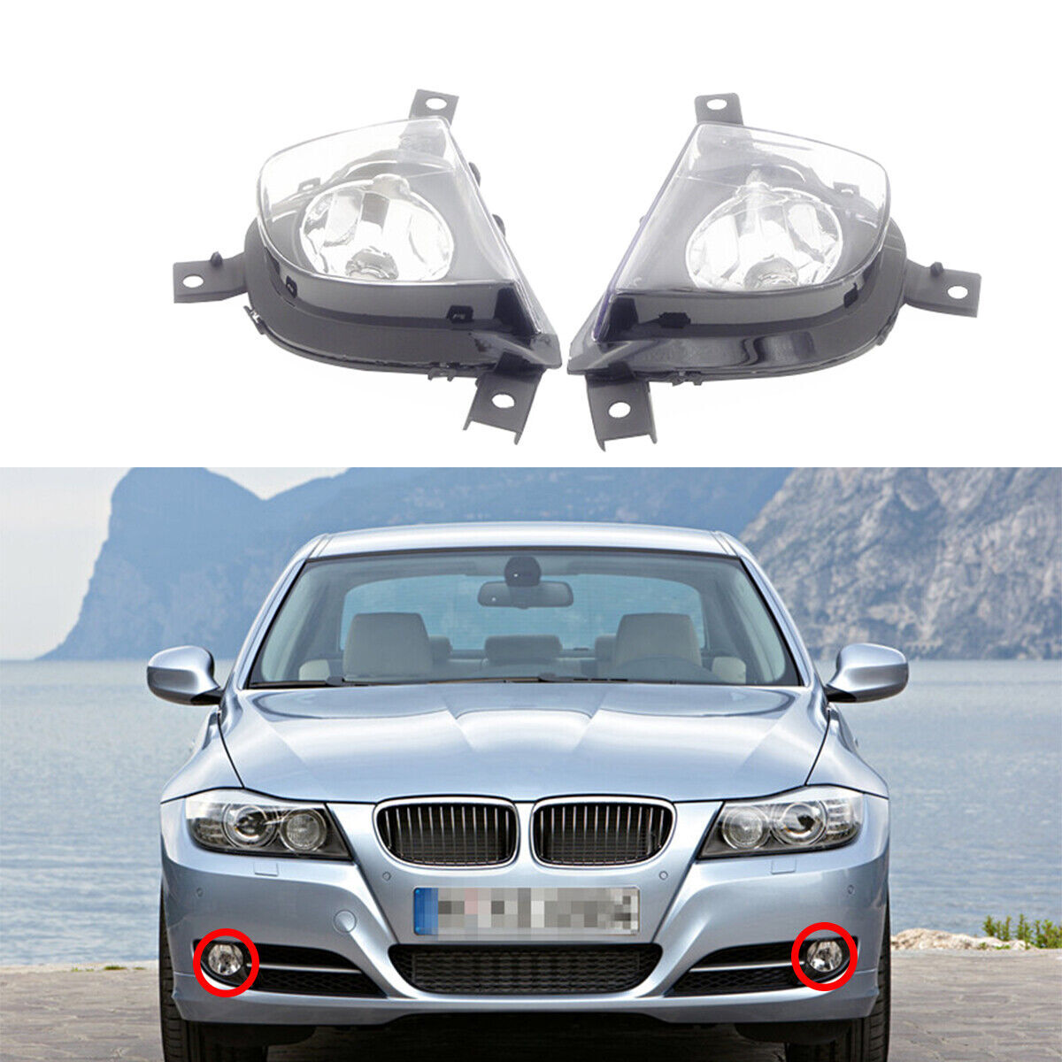 1Pair Left Right Fog Lamp Driving Bumper Lights for BMW 3-Series E90 2008-2011