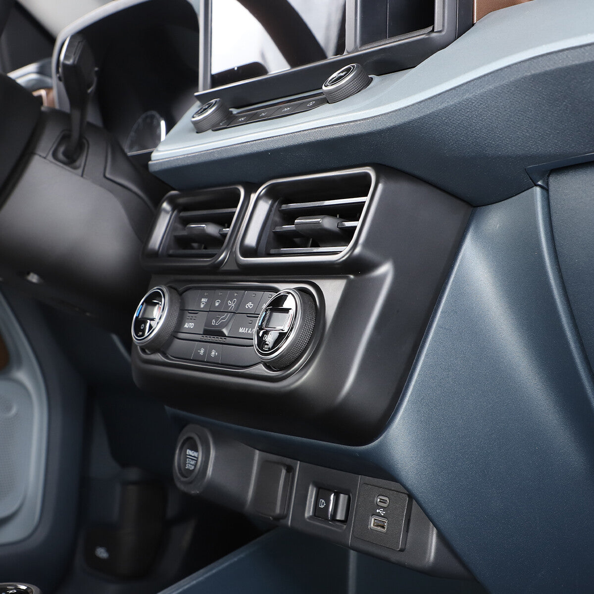 Matte black center control air socket cover for Toyota Tundra Sequoia 2022 - 23