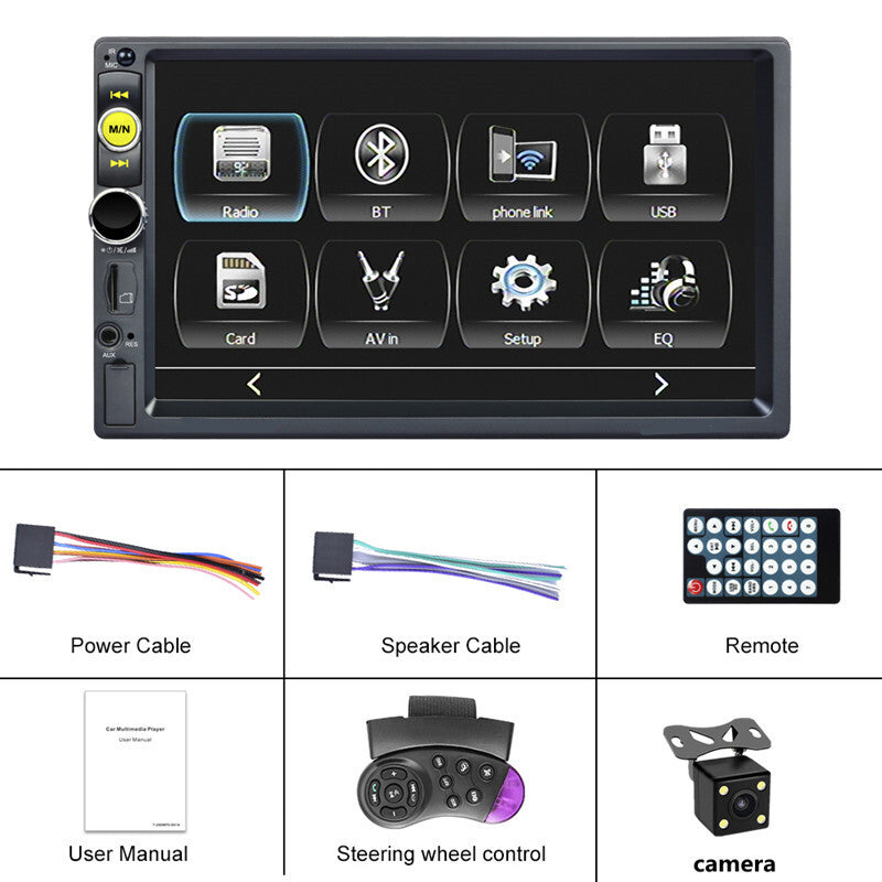 2Din 7 Car MP5 Radio Stereo Autoradio Player Support Rear View Camera Mirrolink
