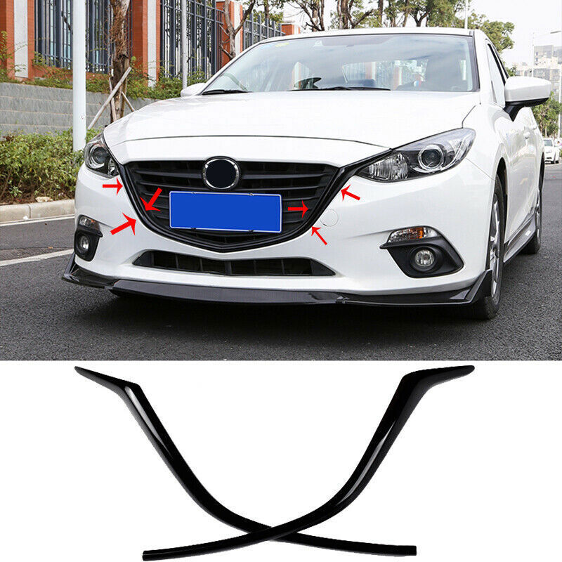 for Mazda 3 Axela 2014-2016 Glossy Black Front Bumper Grille Frame Trim Replace