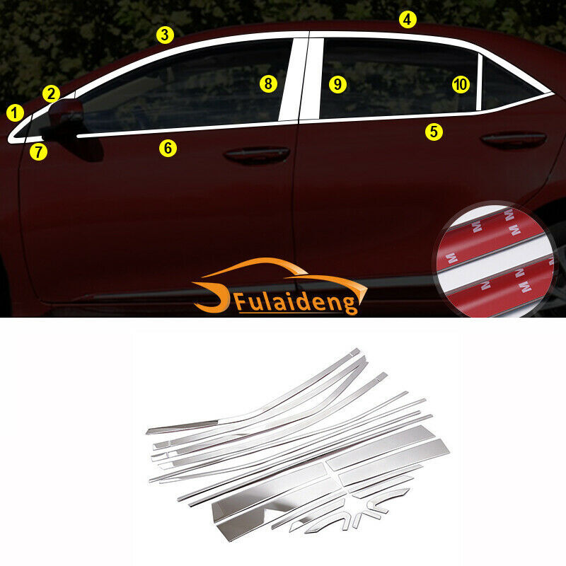 ForToyota for Corolla 2014-2018 Chrome Car full Window Sill Trim Molding Cover trim