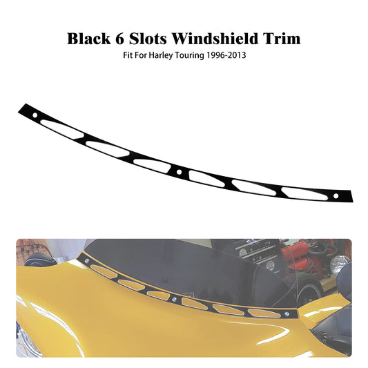 Black 6 Slots Batwing Fairing Windshield Trim for Harley Electra Glide 1996-2013
