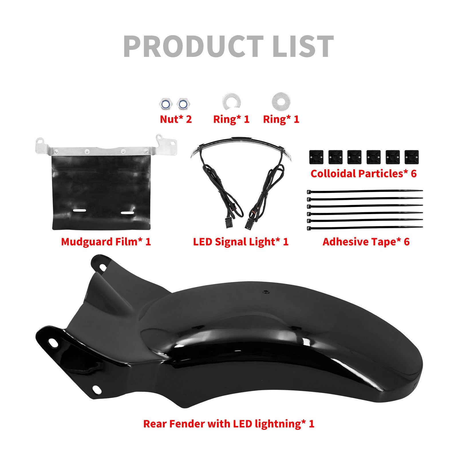 Short Rear Fender Turn Signal Brake LED Light + Red Line Solo Driver Rider for Seat