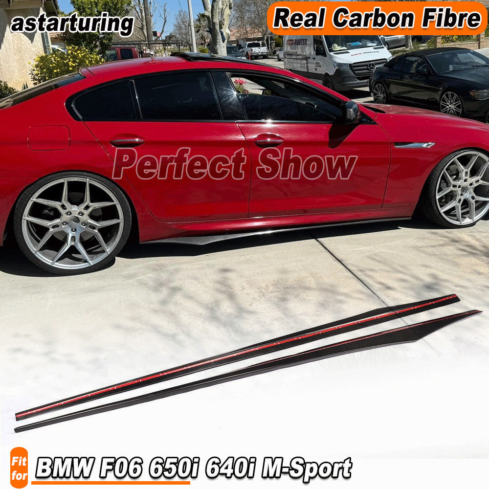 Fit for BMW 6Series F06 650i 640i M-Sport 14-19 REAL Carbon Side Skirts Spoiler